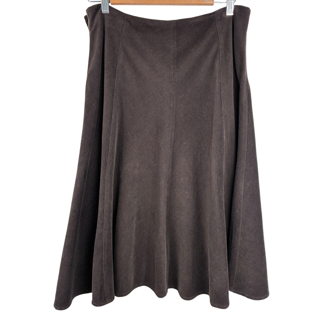 Jones New York Signature Brown Corduroy A-Line Midi Skirt Size 10 100% Cotton - Picture 5 of 8